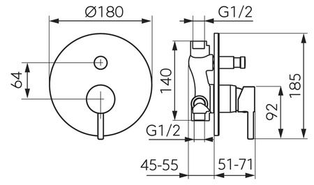 CIRICULUS bateria natryskowa podtynkowa 2F, gun metal