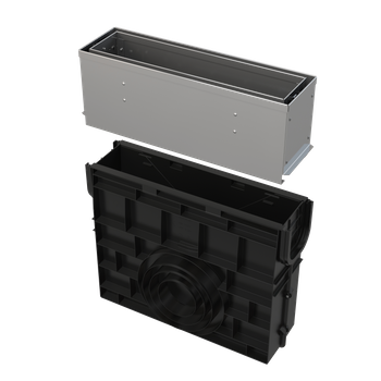 Odwodnienie zewnętrzne szczelinowe studzienka z rewizją do rusztu asymetrycznego 160 mm, stal nierdzewna