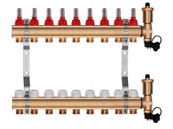 Rozdzielacz mosiężny do ogrzewania podłogowego podłogówki 9 sekcji