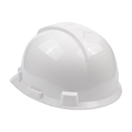 KASK OCHRONNY BIAŁY HDPE, 4-PUNKT. MOCOWANIE, CE