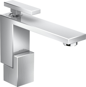 AX Edge Jednouchwytowa bateria umywalkowa 130 z kompletem odpływowym Push-Open, szlif diamentowy, Chrom