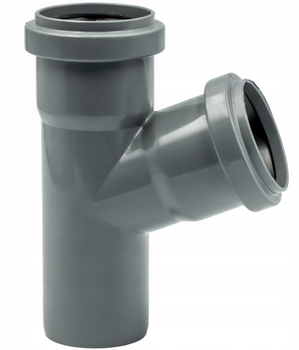 Trójnik kanalizacyjny PP PCV szary 50/50 - 67° do instalacji kanalizacyjnych