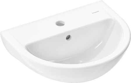 HG GladeLake S Mała umywalka wisząca 450/370 z otworem na baterię, z przelewem, Biały