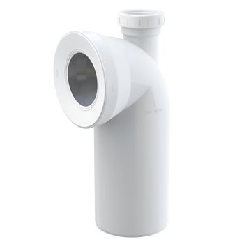 Przyłącze do stojącej miski WC, kolano 90° z przyłączem DN 50, DN 110, długość 230 mm, PP, białe
