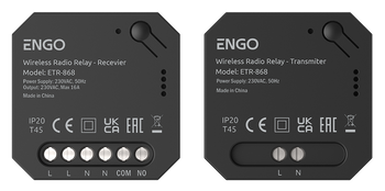 Przekaźnik bezprzewodowy EngoLink, nadajnik+odbiornik sterowany radiowo, 868Mhz, 230V