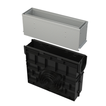 Odwodnienie zewnętrzne szczelinowe studzienka z rewizją do rusztu asymetrycznego 160 mm, stal ocynkowana