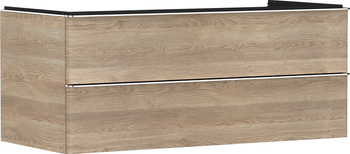 HG Xelu Q Szafka pod umywalkę nablatową z 2 szufladami 1180/550, Naturalny Dąb, Kolor uchwytów: Chrom