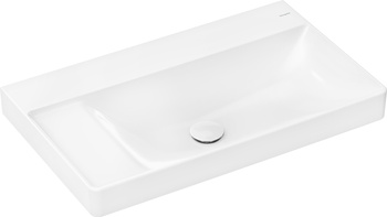 HG Xelu Q Umywalka wisząca z półką po lewej stronie 800/480 bez otworu na baterię, bez przelewu, SmartClean, Biały
