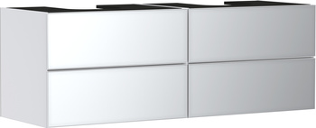 HG Xevolos E Szafka pod 2 szlifowane umywalki wpuszczane w blat/nablatowe z 4 szufladami 1570/550, Biały Matowy, Kolor frontu: Biały Metaliczny