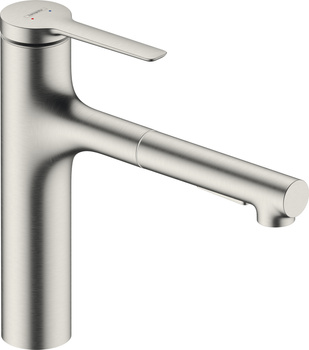 HG Zesis M33 Jednouchwytowa bateria kuchenna 160, metalowa wyciągana wylewka, 2jet, Stal Szlachetna Finish