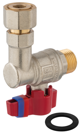 Kurek kulowy kątowy z półśrubunkiem, nakrętno-wkrętny, z motylkiem, 1/2"