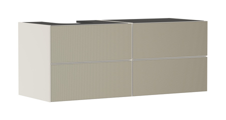 HG Xevolos E Szafka pod szlifowaną umywalkę wpuszczaną w blat/nablatową po lewej str. z 4 sz. 1370/550, Piaskowy Beż Mat. Kolor frontu: Brąz Strukt.
