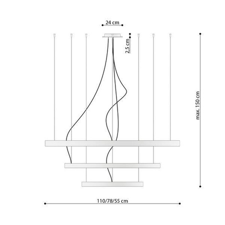 Żyrandol RIO 3 55/78/110 czarny LED 3000K