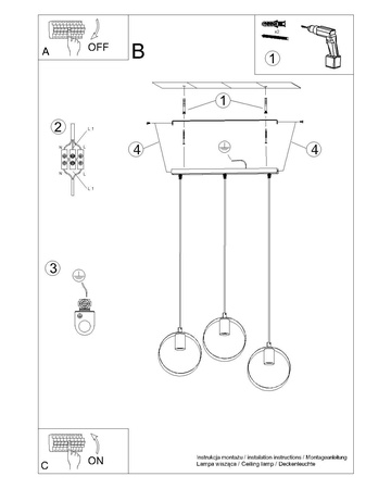 Lampa wisząca TITRAN 3 biała
