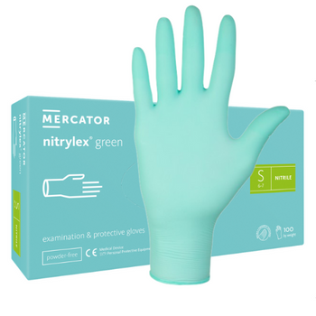 Rękawice nitrylowe zielone Mercator Nitrylex Green Basic rozmiar S 100 szt.