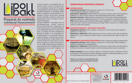 ŚRODEK DO UDRAŻNIANIA ODPŁYWÓW RUR PŁYN ROZKŁADA TŁUSZCZ LIPOBAKT 500ML