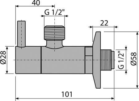 Zawór kątowy z filtrem 1/2"×1/2", okrągły