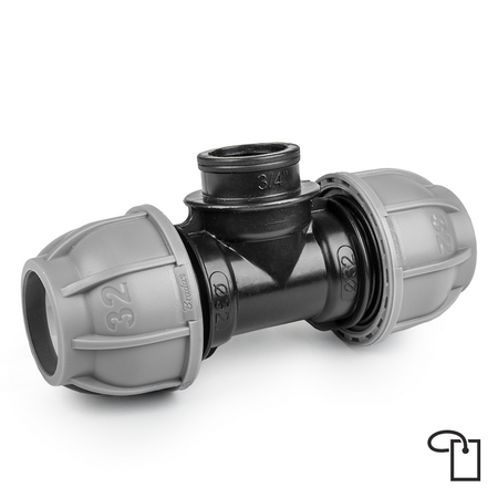 PN10 Trójnik do rur PE 32mm / GW 3/4" - metka