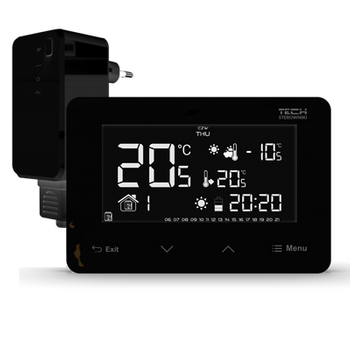 Bezprzewodowy regulator pokojowy dwustanowy(panel przedni ze szkła) ST-293 v2 czarny