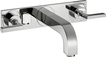 AX Citterio 3-otworowa bateria umywalkowa z uchwytami jednoramiennymi, płytką i wylewką 226 mm, ścienna, podtynkowa, Chrom