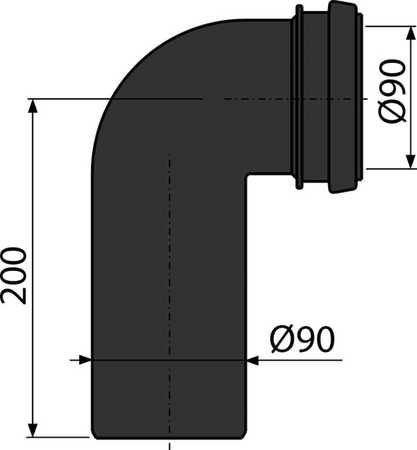 Kolano odpływu komplet DN90/90