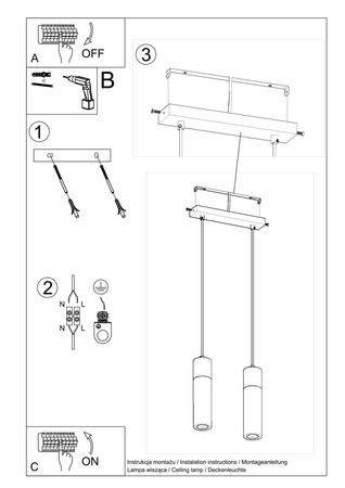 Lampa wisząca ZANE 2 szara
