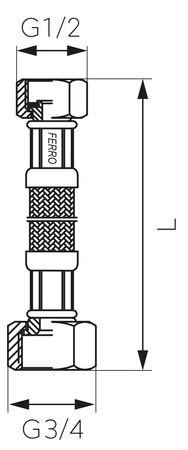 Wąż przyłączeniowy L-35 cm 1-2" x 3-4"