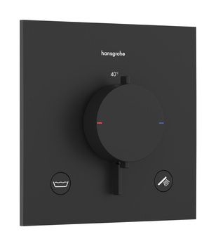 HG Ecostat Comfort E Bateria termostatyczna do 2 odbiorników zgodna z normą EN 1717, podtynkowa, Czarny Matowy