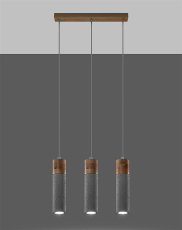 Lampa wisząca ZANE 3 szara