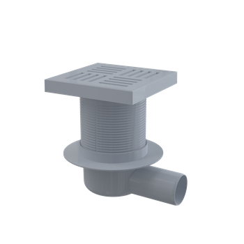 Kratka ściekowa 150×150/50 mm odpływ boczny, kratka szara, syfon mokry