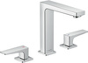 HG Metropol 3-otworowa bateria umywalkowa 160 z uchwytami jednoramiennymi i kompletem odpływowym Push-Open, Chrom