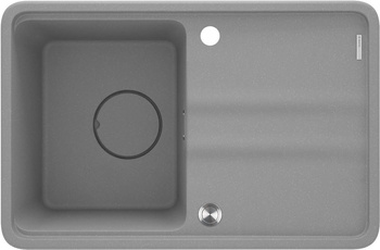 Zlewozmywak granitowy 1-komorowy z ociekaczem szary metalik stal ZKM S11A