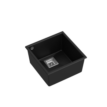 Zlewozmywak granitowy DAVID 40 – jednokomorowy, podwieszany, pure carbon/elementy stalowe, Quadron