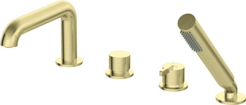 Bateria wannowa 4-otworowa z zestawem prysznicowym złoty szczotkowany BQS R14M