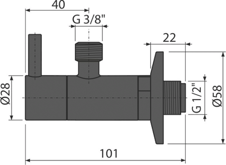 Zawór kątowy z filtrem 1/2"×3/8", czarny-mat