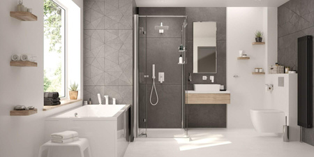 Drzwi prysznicowe systemu Kerria Plus 100 cm - składane chrom KTSX043P