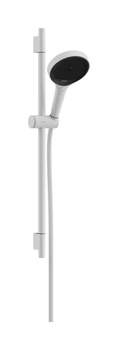 HG Rainfinity Zestaw prysznicowy 130 3jet z drążkiem S Puro 65 cm PushSlider i tekstylnym wężem Designflex 160 cm, Biały Matowy
