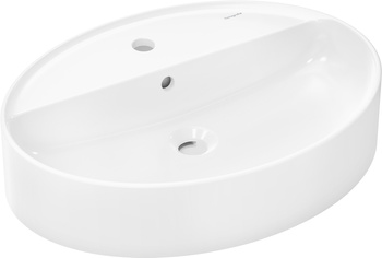 HG Xuniva D Umywalka nablatowa 600/450 z otworem na baterię, z przelewem, Biały