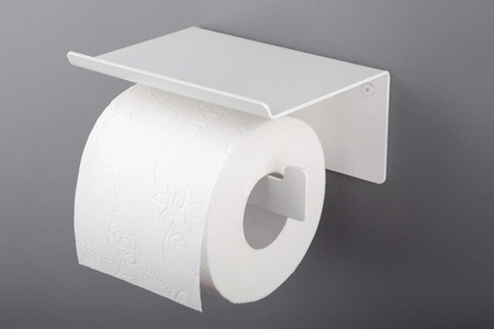 Uchwyt na papier toaletowy ścienny - z półką bianco ADM A221