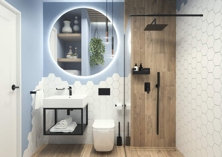 Konsola łazienkowa wisząca z umywalką - 60x50 cm nero biały CDTW6U6S