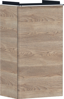 HG Xelu Q Szafka pod małą umywalkę wiszącą z drzwiami lewymi 340/245, Naturalny Dąb, Kolor uchwytów: Chrom