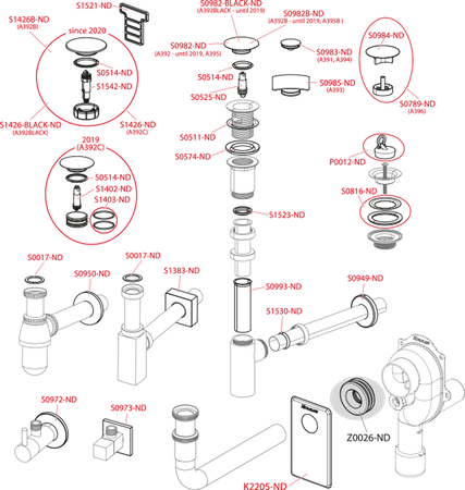 Spust umywalki CLIK/CLAK 5/4" metalowy bez przelewu, mały korek