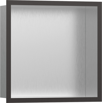 HG XtraStoris Individual Wnęka ścienna Stal Szlachetna Szczotkowana z ozdobną ramką 300/300/100, Czarny Chrom Szczotkowany