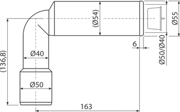 Kolano odpływu DN50/40