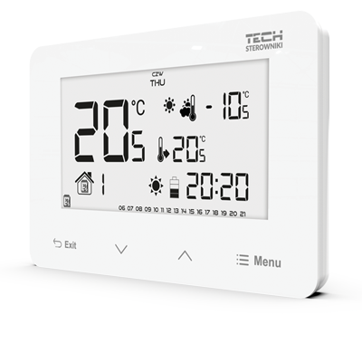 Bezprzewodowy regulator pokojowy dwustanowy (panel przedni ze szkła) ST-293 v2 biały