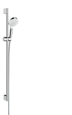 HG Crometta Zestaw prysznicowy 100 1jet EcoSmart z drążkiem 90 cm, Biały/Chrom