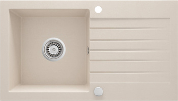 Zlewozmywak granitowy 1-komorowy z ociekaczem beż stal ZQZ 5113