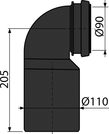 Kolano odpływu komplet DN90/110