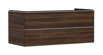 HG Xelu Q Szafka pod umywalkę nablatową z 2 szufladami 1180/550, Ciemny Orzech, Kolor uchwytów: Chrom