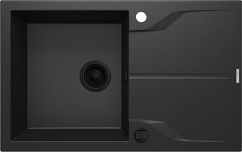 Zlewozmywak granitowy 1-komorowy z ociekaczem - montowany na równi z blatem grafit metalik nero ZQN G11F